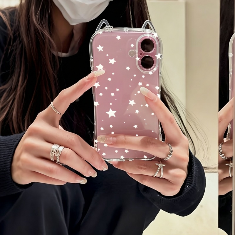 Apple Iphone 15 - Casing Ponsel Layar Penuh Bintang Putih